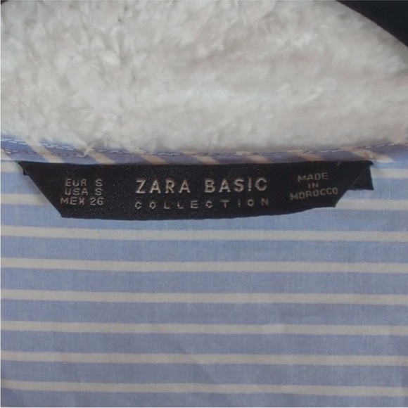 Zara Blue and White Striped wrap Blouse small - Picture 4 of 6